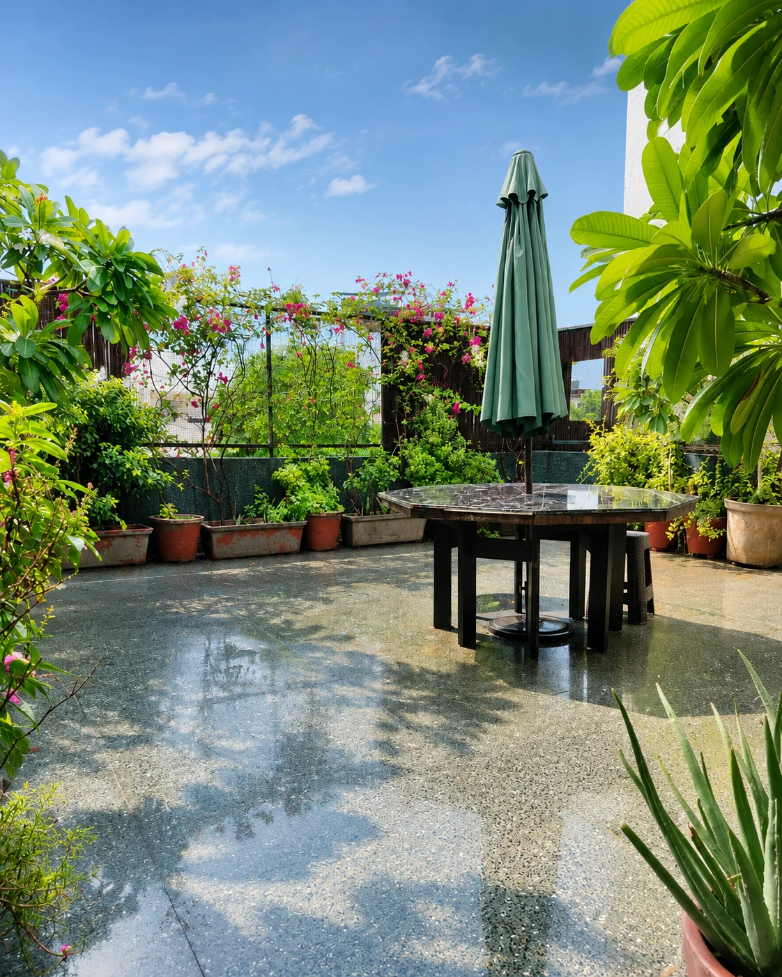 Green rooftop terrace at Safe House PG